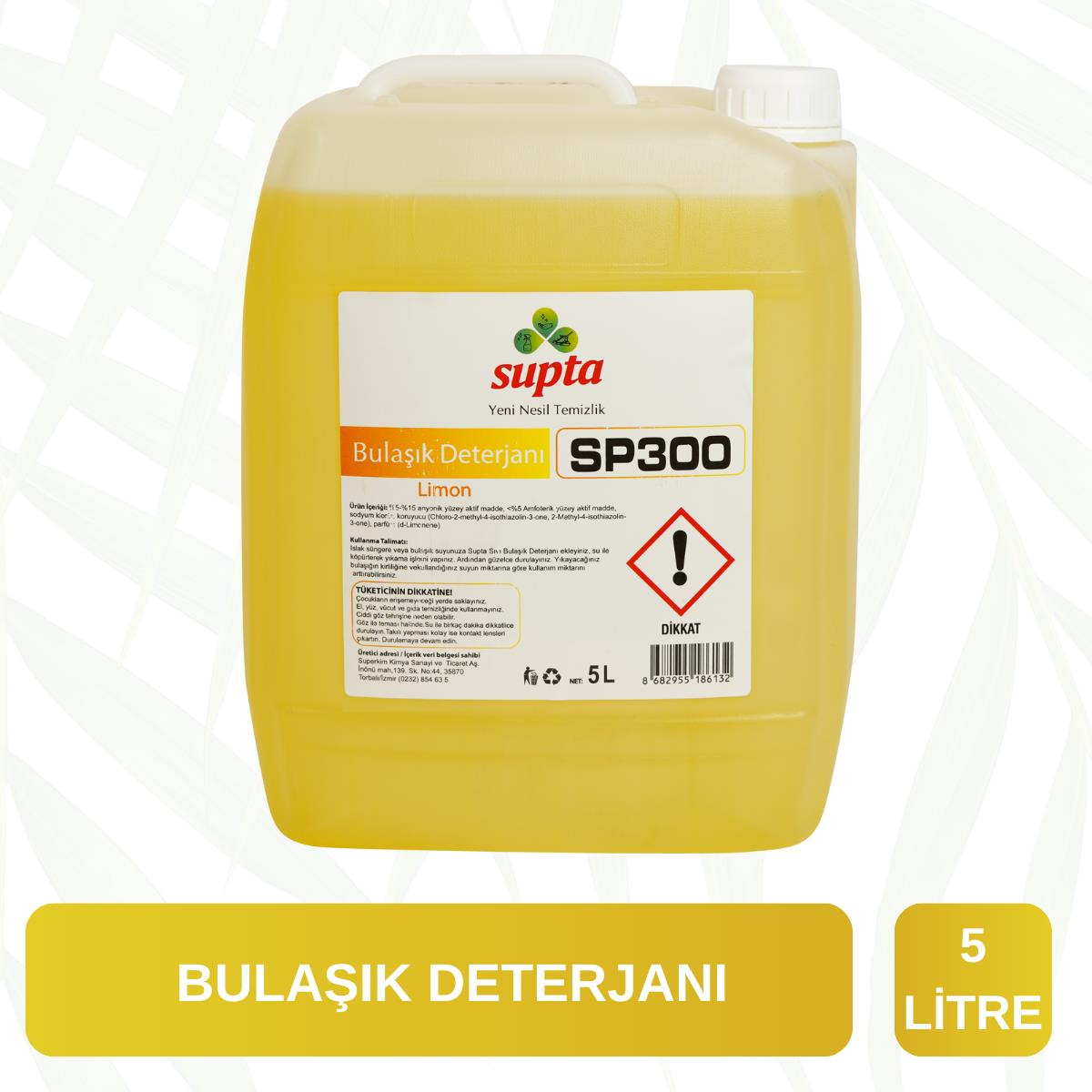 SP 300 SUPTA BULAŞIK DETERJANI ELDE YIKAMA SARI (LİMON) 5 LT